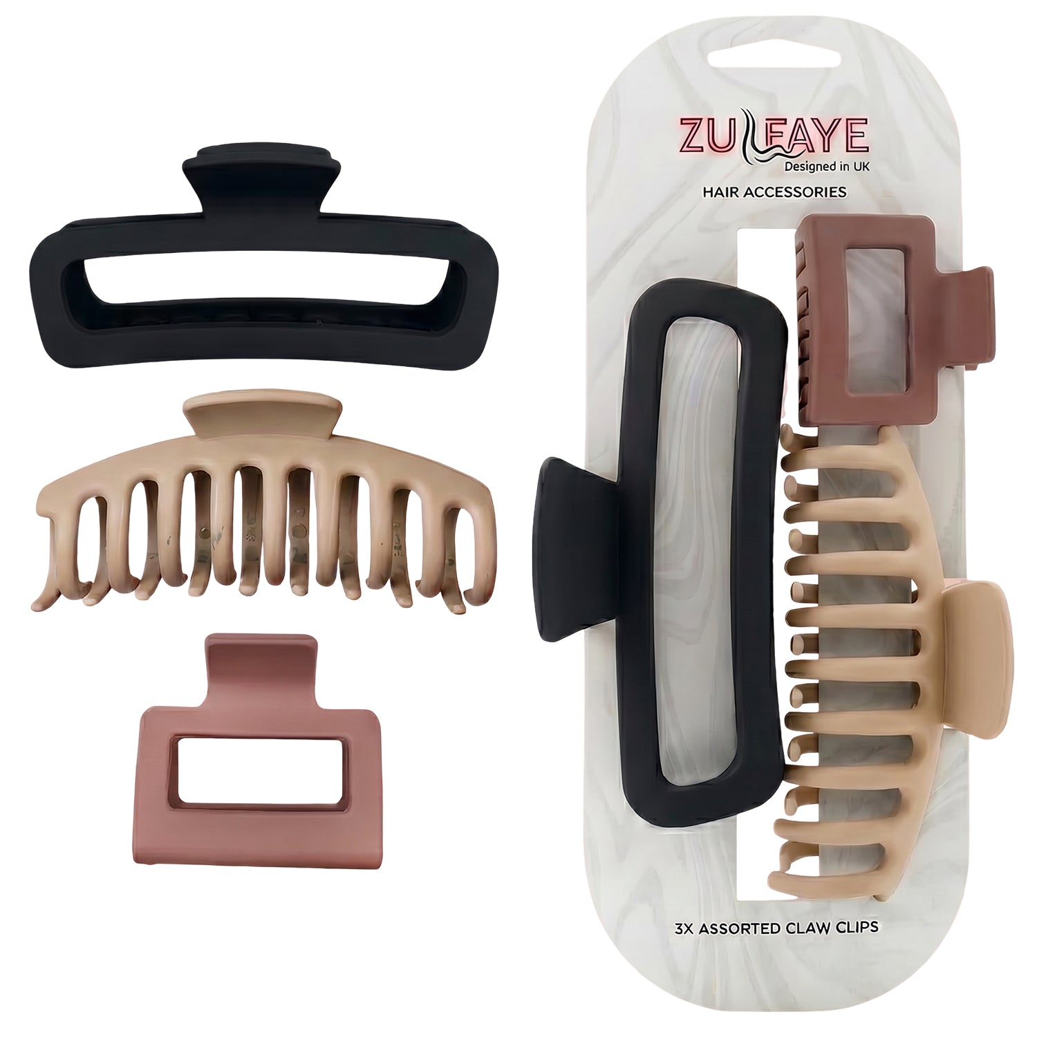 3 Assorted Claw clips for women - Hair Accessories for your daily hair do