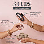 3 Assorted Claw clips for women - Hair Accessories for your daily hair do