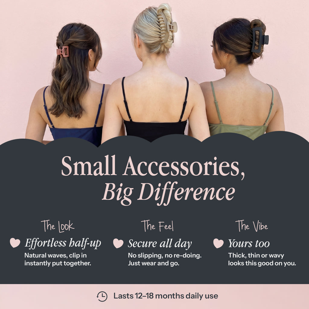 3 Assorted Claw clips for women - Hair Accessories for your daily hair do