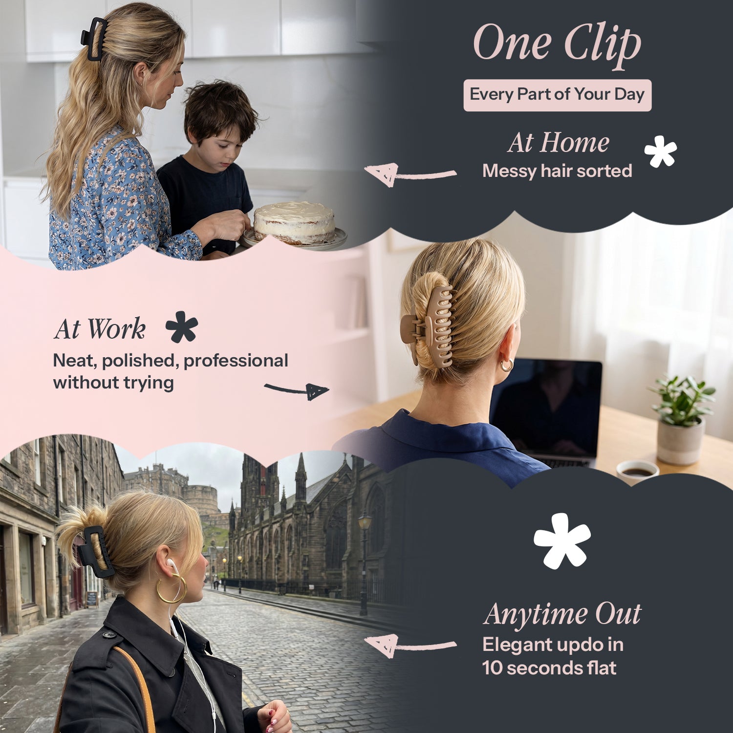 3 Assorted Claw clips for women - Hair Accessories for your daily hair do