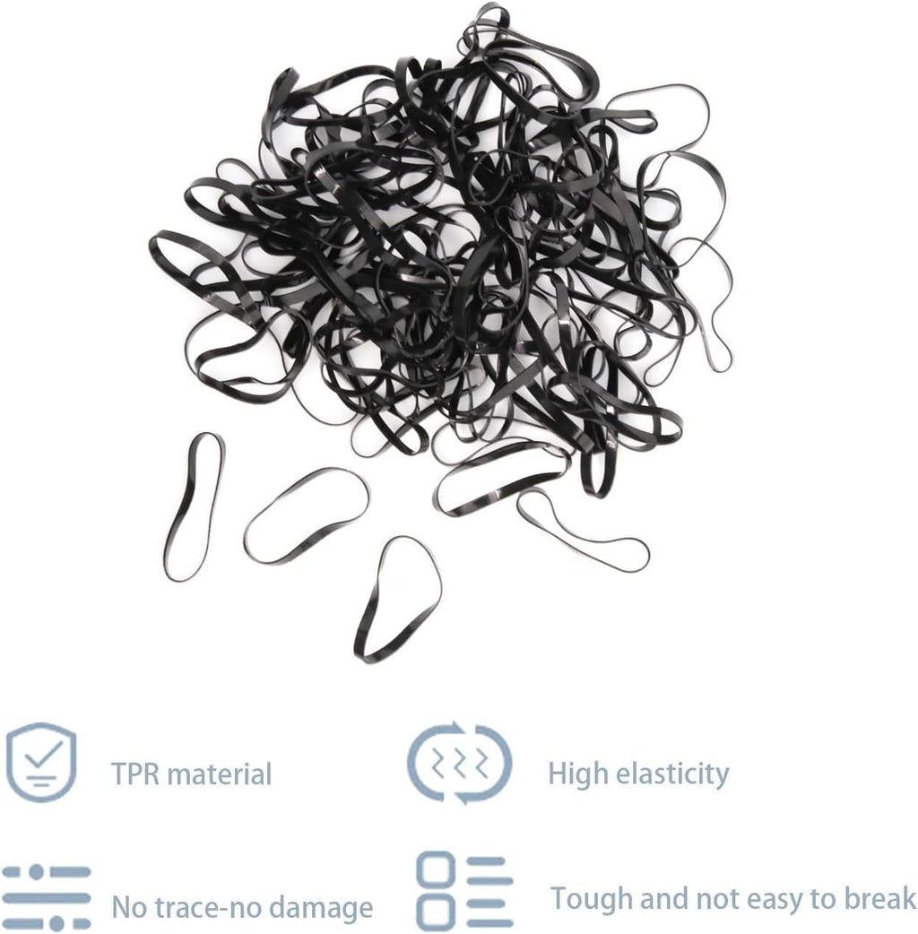 Zulfaye 250 Hair Elastics, Strong No Damage Hair Ties for Women & Kids – Black