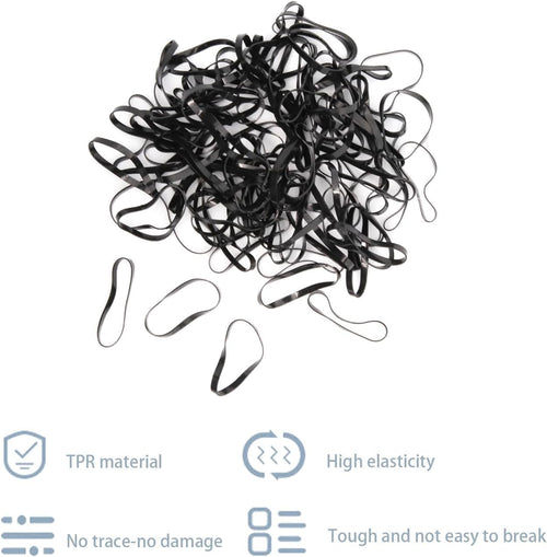 Zulfaye 250 Hair Elastics, Strong No Damage Hair Ties for Women & Kids – Black