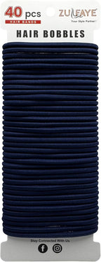 Zulfaye Navy Hair Bands for Women, Hair Bobbles for Thick Hair, 4mm Snag Free Hair Band, School friendly Hairbands