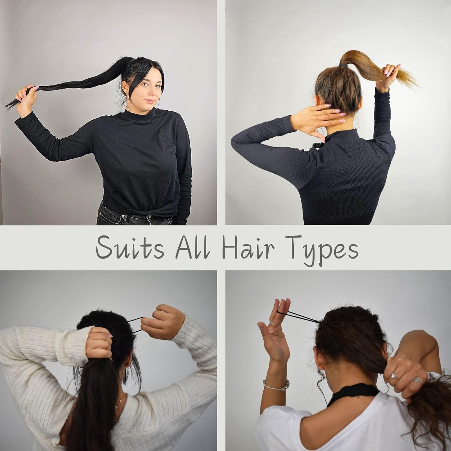 Blonde Hair Bands for Women, Hair Bobbles for Thick Hair, 4mm Snag Free Strong Hair Ties, No Damage Hair Band for Girls, Hairbands Women